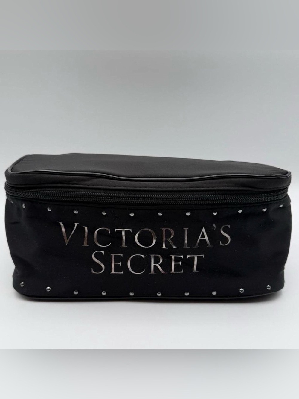 Victoria's Secret NWT Black Cosmetic or Lingerie Case with Logo and Stud Accents